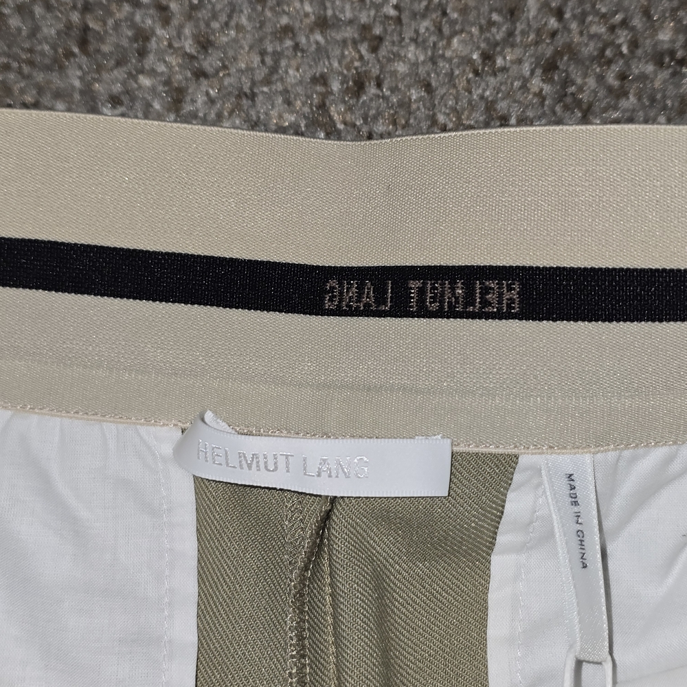 Women's Helmut Lang Logo Band Pull On Shorts In Ceder Stretch Wool Size 8 - Picture 9 of 10